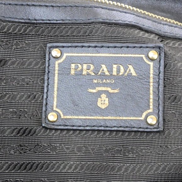 PRADA Logo Tessuto Shoulder Hand Bag Nylon Leather Brown Khaki GHW 81EE120 - Picture 12 of 16